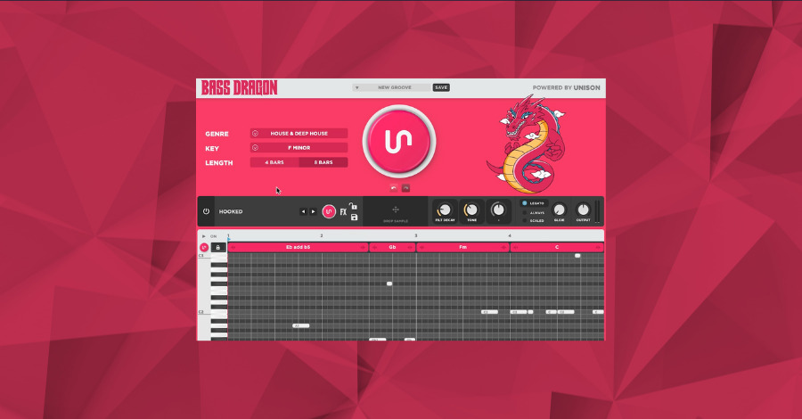Unison's Bass Dragon plugin interface